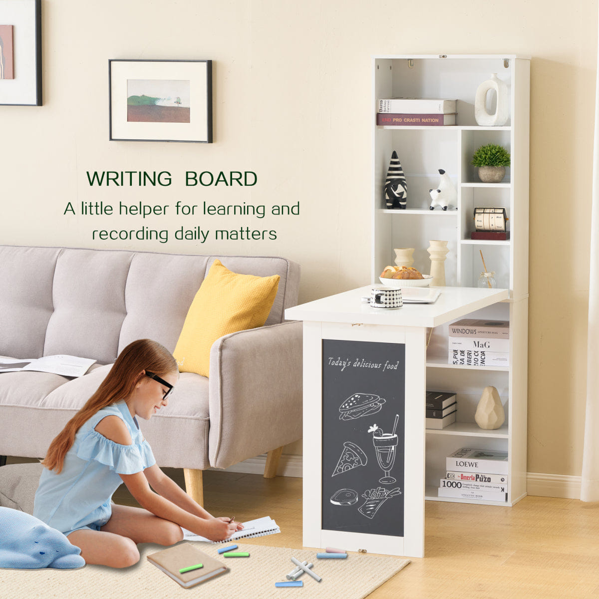 WHITE* Streamdale Fold - out Wall Mount Convertible Writing Desk and Storage Cabinet (White)