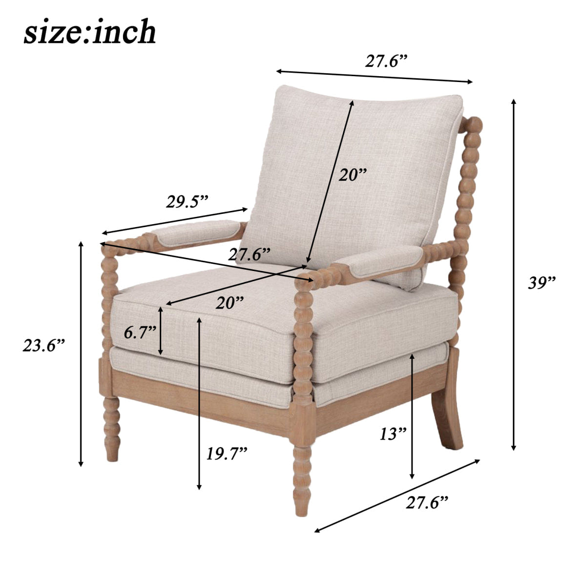 WOOD Streamdale Rubber Wood Upholstered Accent Chair with High - Density Cushion