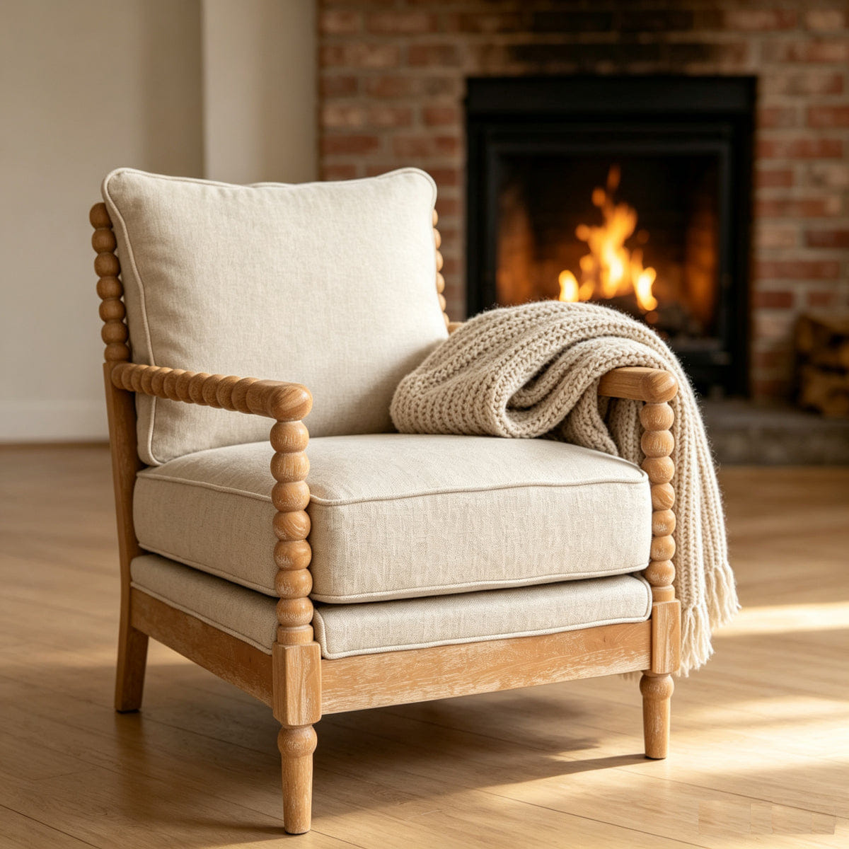 WOOD Streamdale Rubber Wood Upholstered Accent Chair with High - Density Cushion