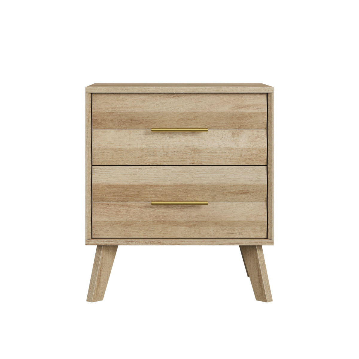 Drawer Streamdale Oak Double Drawer Medieval Modern Bedside Storage Cabinet with Metal Handles