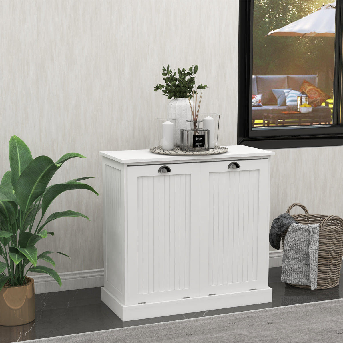 LAUNDRY Streamdale Two - Compartment Tilt - Out Laundry Sorter Cabinet - White