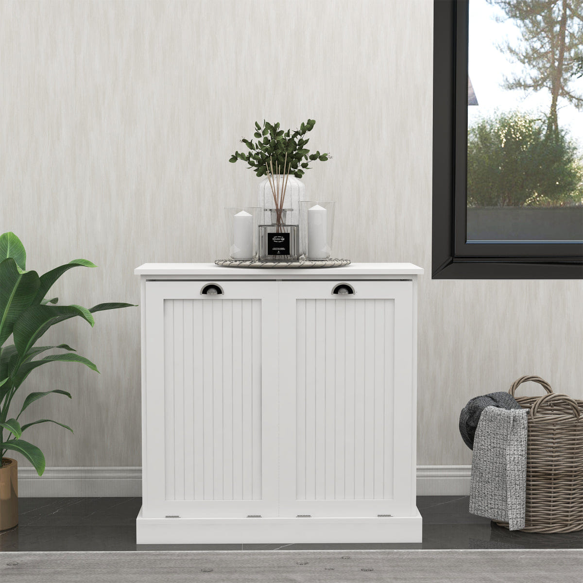 LAUNDRY Streamdale Two - Compartment Tilt - Out Laundry Sorter Cabinet - White