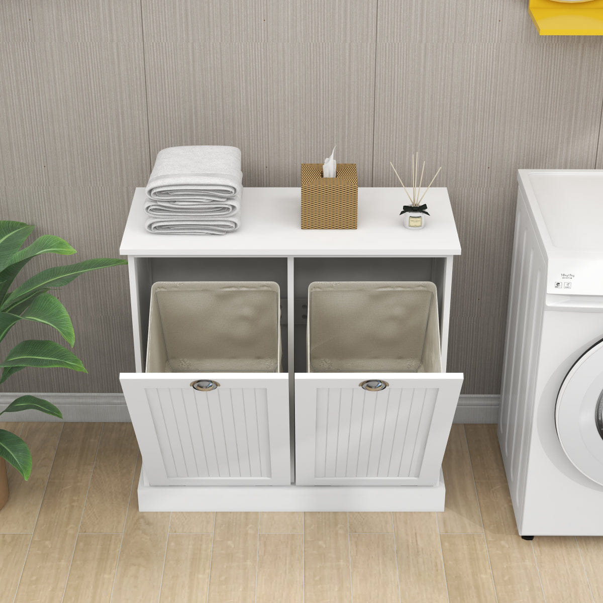 LAUNDRY Streamdale Two - Compartment Tilt - Out Laundry Sorter Cabinet - White