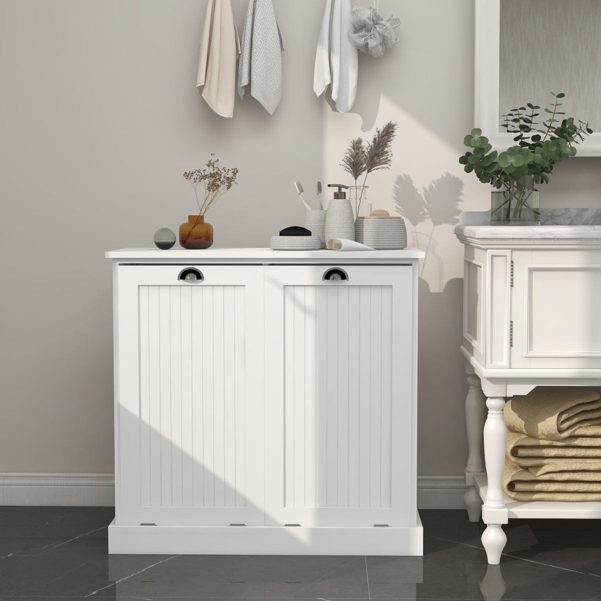 LAUNDRY Streamdale Two - Compartment Tilt - Out Laundry Sorter Cabinet - White