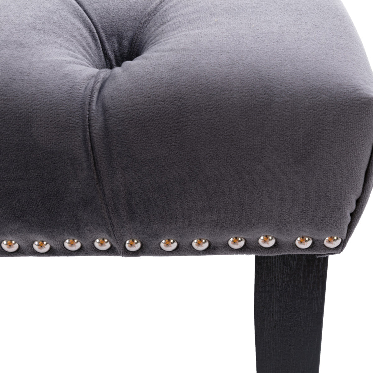 Velvet Streamdale Heng Ming Velvet Tufted Ottoman Dining Bench, Dark Gray