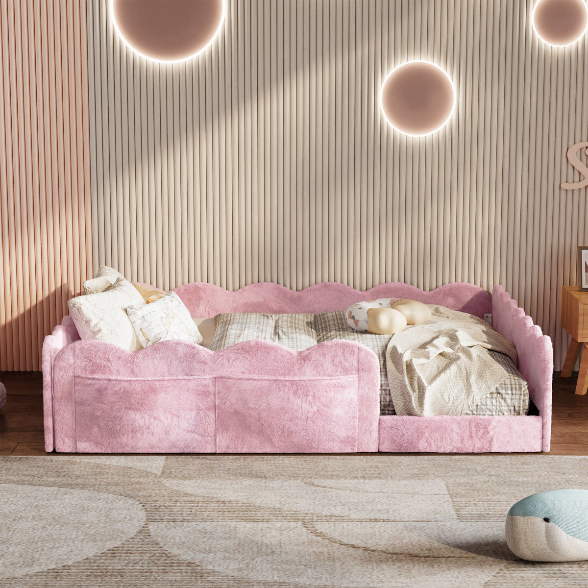 FLOOR Streamdale Full Size Upholstered Floor Bed, Pink