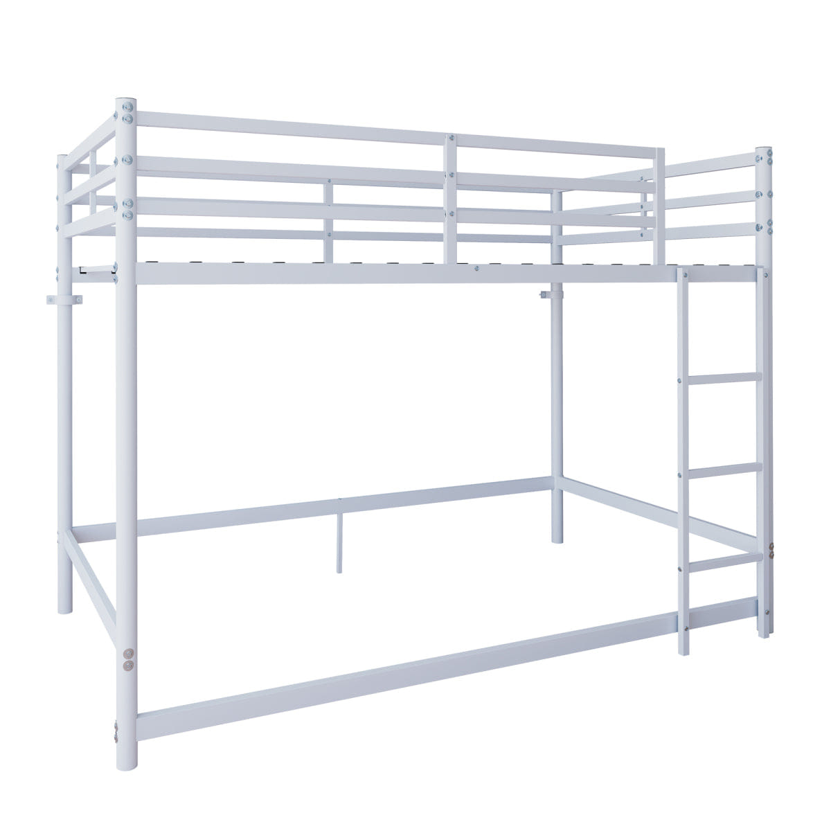 WHITE* Streamdale Metal Twin Over Twin Bunk Bed with Ladder, Guardrails and Storage, White