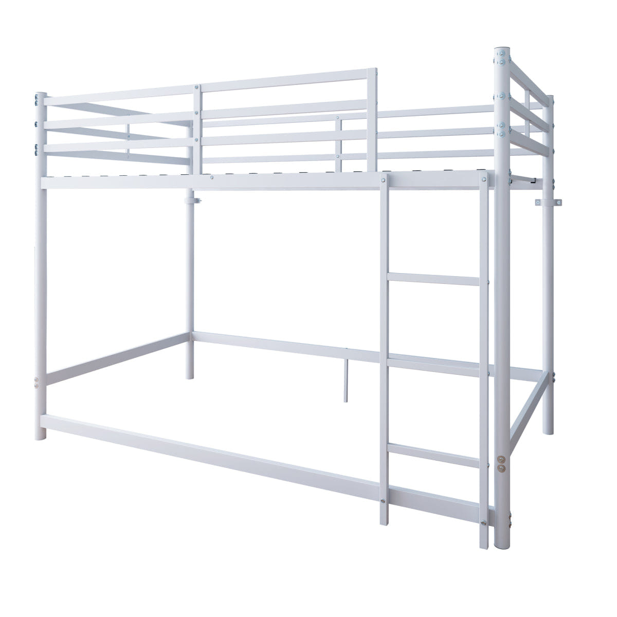 WHITE* Streamdale Metal Twin Over Twin Bunk Bed with Ladder, Guardrails and Storage, White