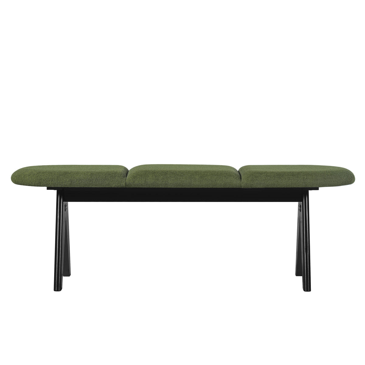 WOOD Streamdale Upholstered 53" Green Fabric Entryway Bench with Black Wood Legs