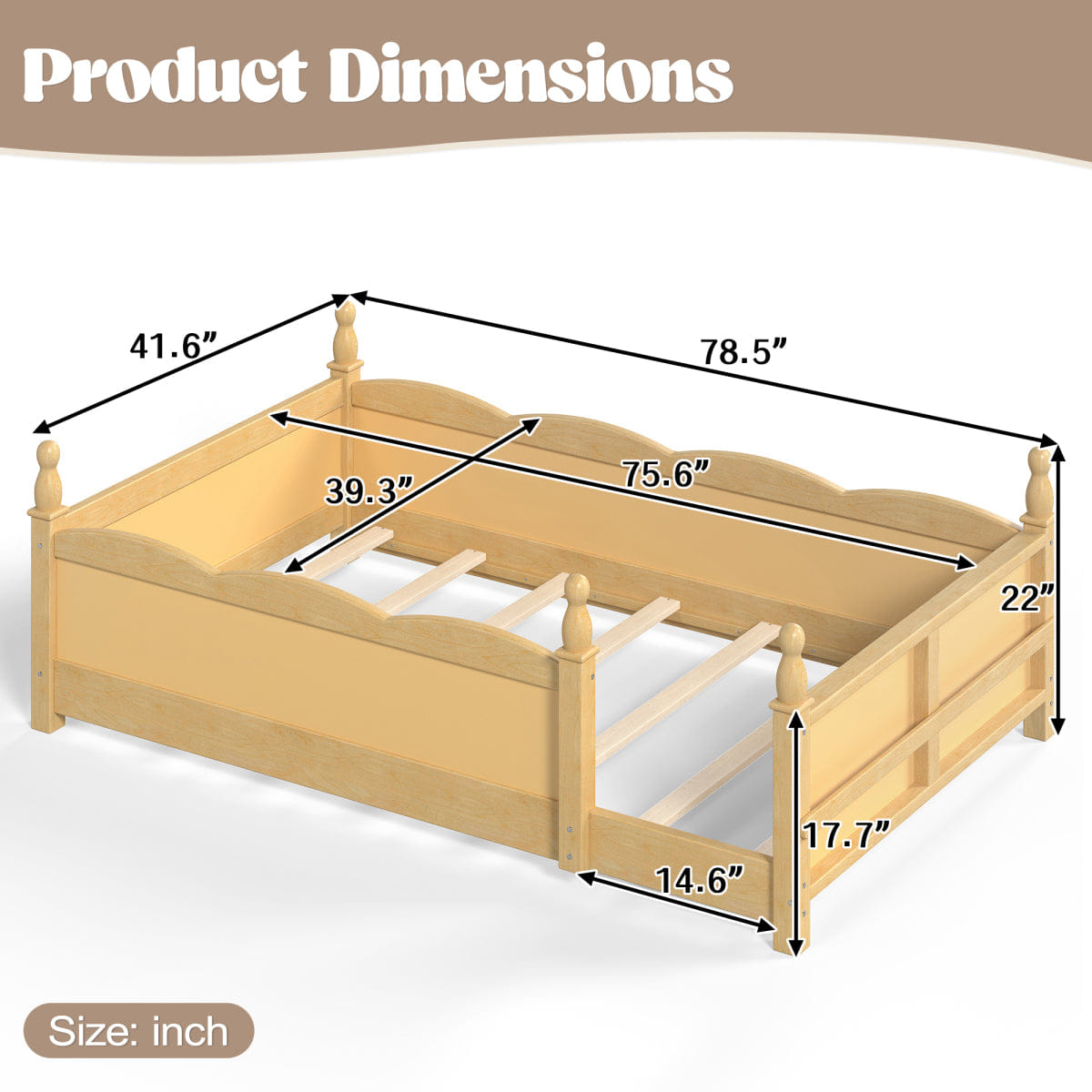 FLOOR Streamdale Twin Floor Bed with Guardrails & Bookshelf