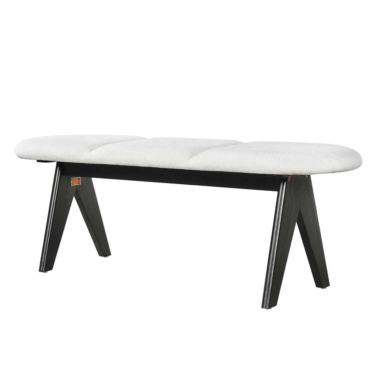 WHITE* Streamdale Upholstered 53" Entryway Bench with White Fabric and Black Legs