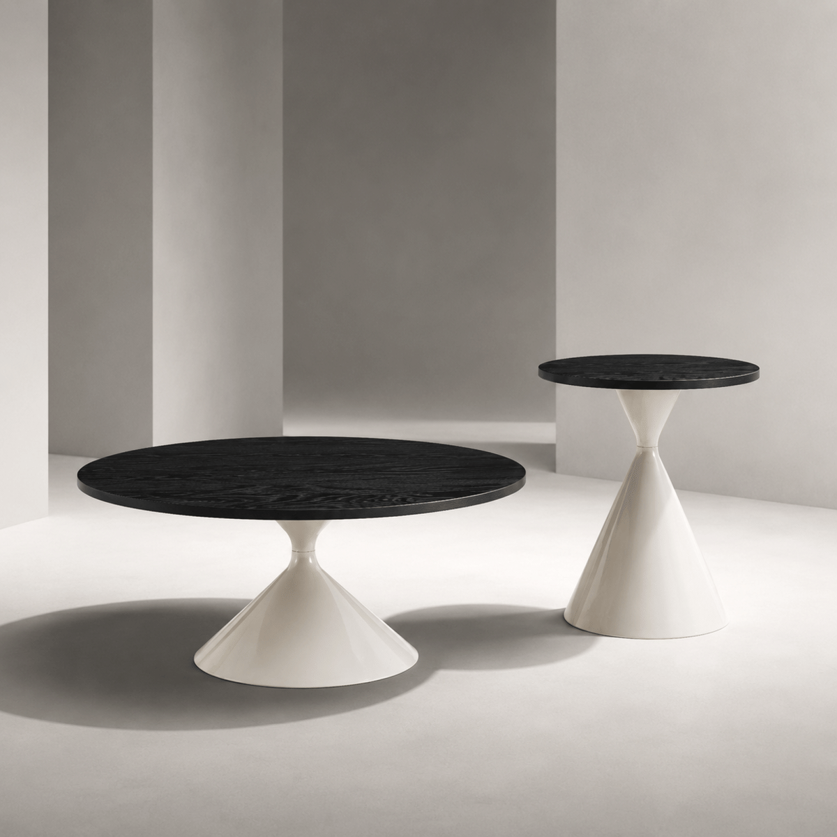 WHITE* Streamdale 2 - Piece Black & White Round Coffee Table Set with Steel Base