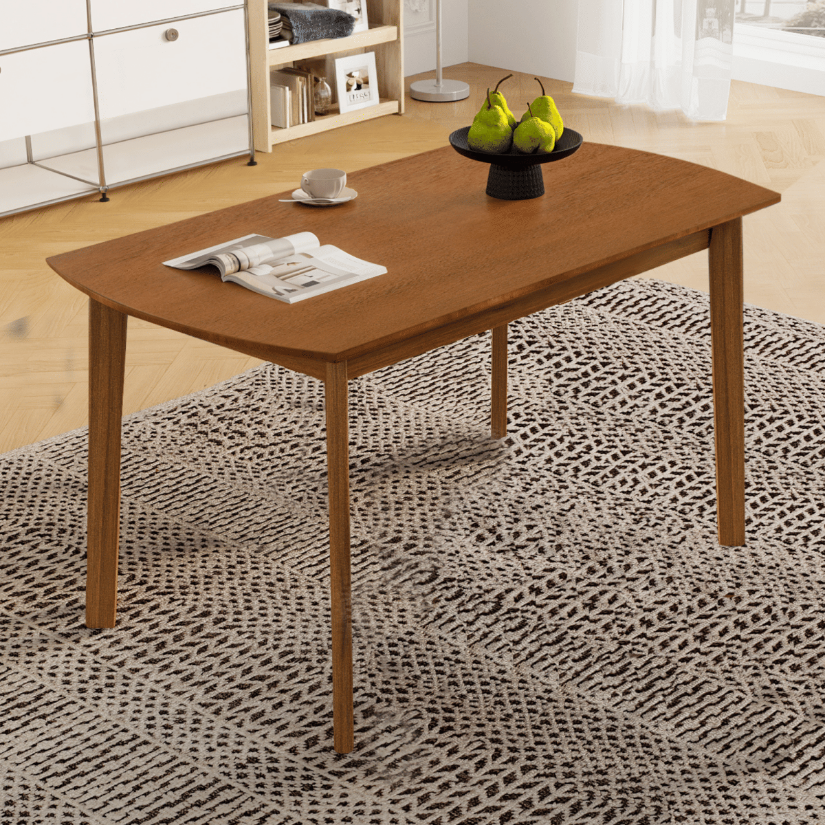 !SOLID Streamdale Mid Century Modern Solid Wood Dining Table for 4