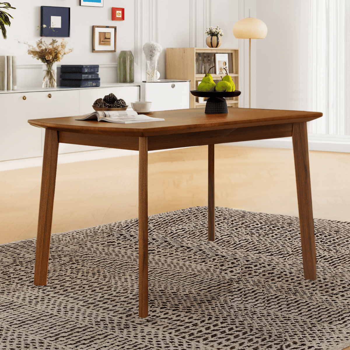 !SOLID Streamdale Mid Century Modern Solid Wood Dining Table for 4