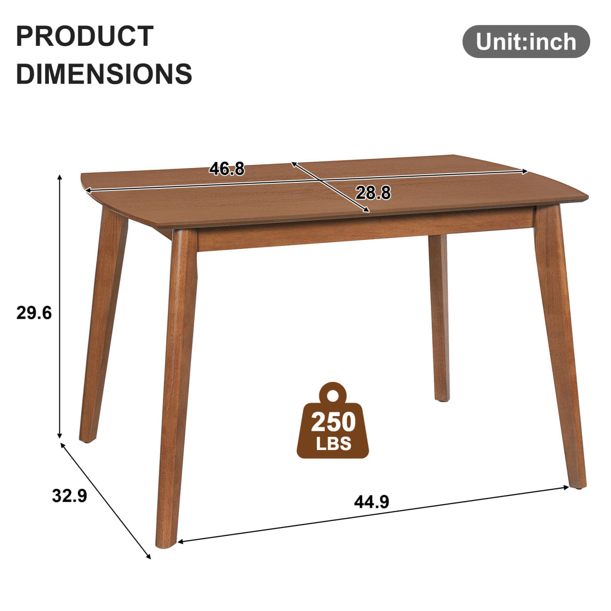 !SOLID Streamdale Mid Century Modern Solid Wood Dining Table for 4