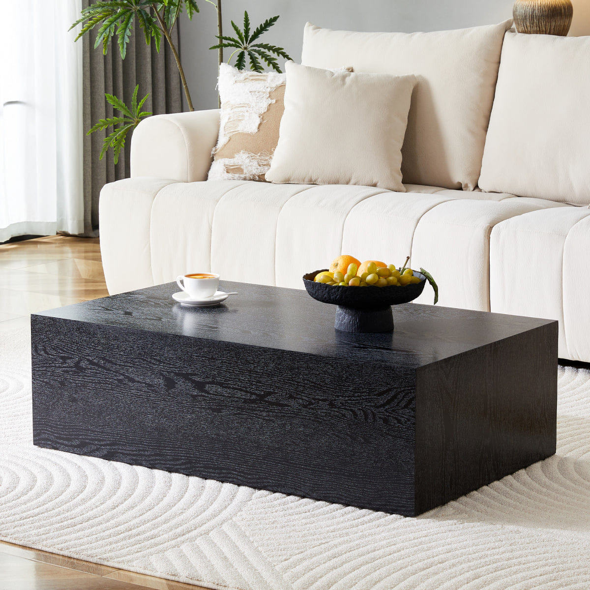 WOOD Streamdale Black Wood Grain MDF Coffee Table - Luxurious Living Room Accent