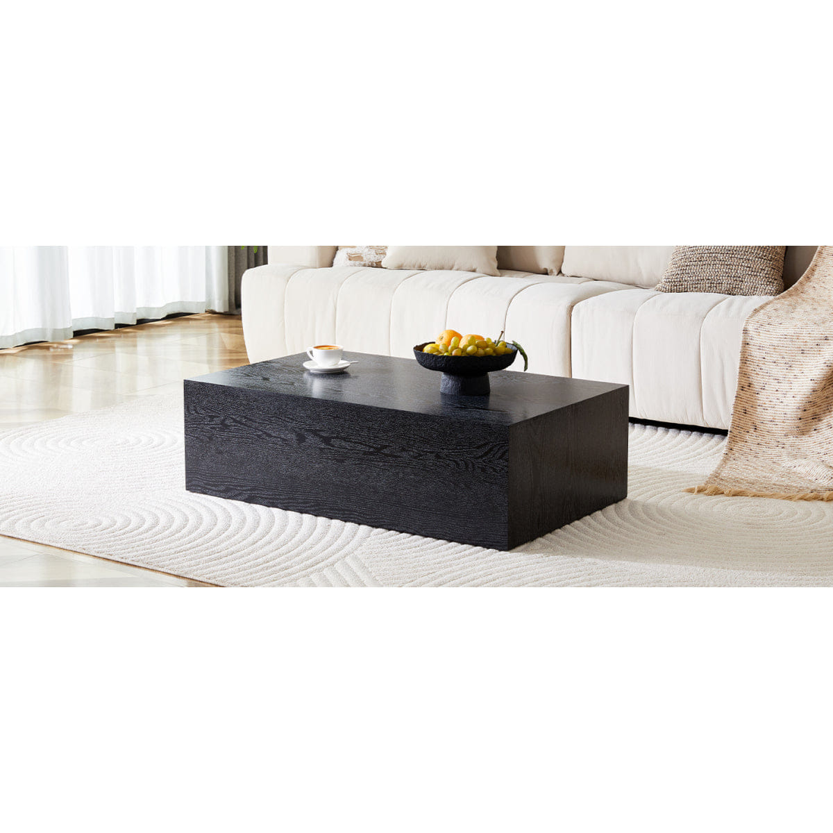 WOOD Streamdale Black Wood Grain MDF Coffee Table - Luxurious Living Room Accent