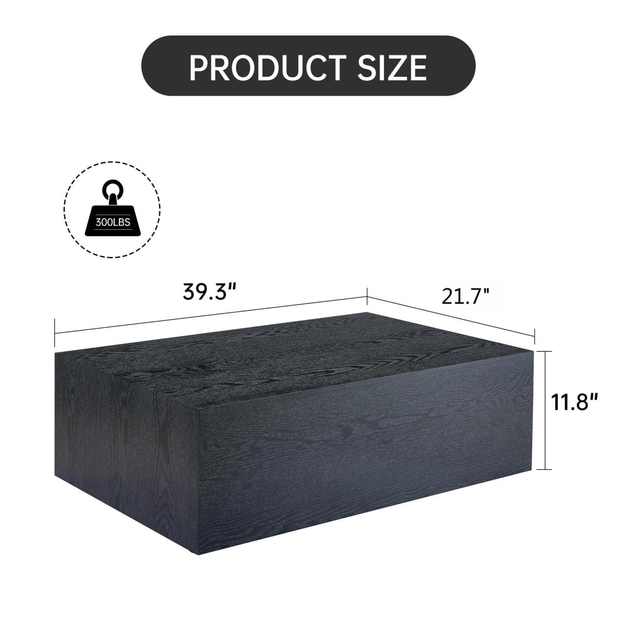 WOOD Streamdale Black Wood Grain MDF Coffee Table - Luxurious Living Room Accent