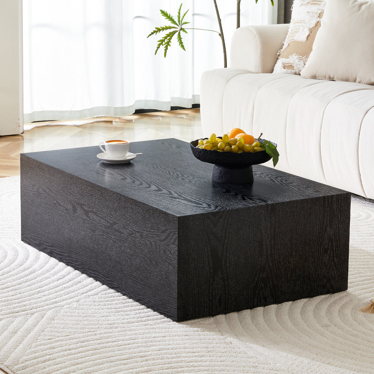WOOD Streamdale Black Wood Grain MDF Coffee Table - Luxurious Living Room Accent