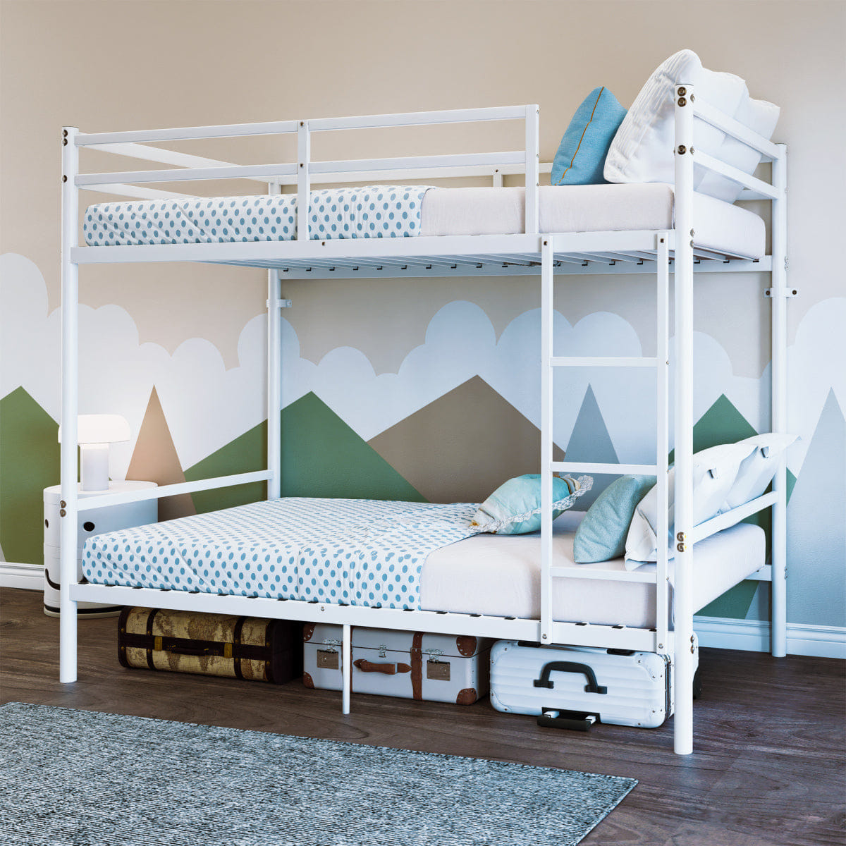 WHITE* Streamdale Twin Over Twin Metal Bunk Bed with Ladder and Under - Bed Storage, White