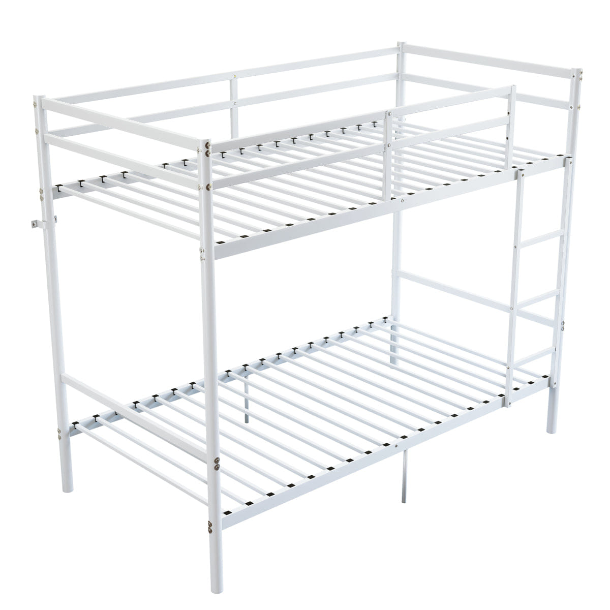 WHITE* Streamdale Twin Over Twin Metal Bunk Bed with Ladder and Under - Bed Storage, White