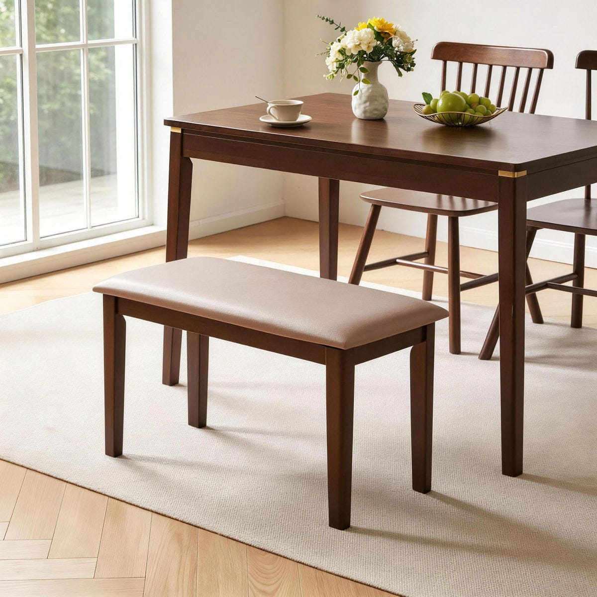 !SOLID Streamdale Solid Wood Farmhouse Bench with Tech Fabric Cushion