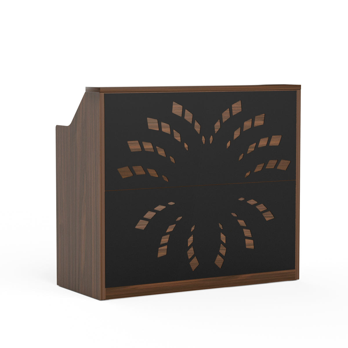 RECEPTION Streamdale 46.5" Modern Reception Desk with Storage Cabinet & Checkout Counter, Walnut/Black