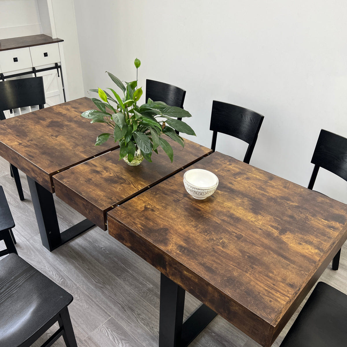 WOOD Streamdale Extendable Wood & Black Dining Table for 6 - 10 (160 - 200 cm)