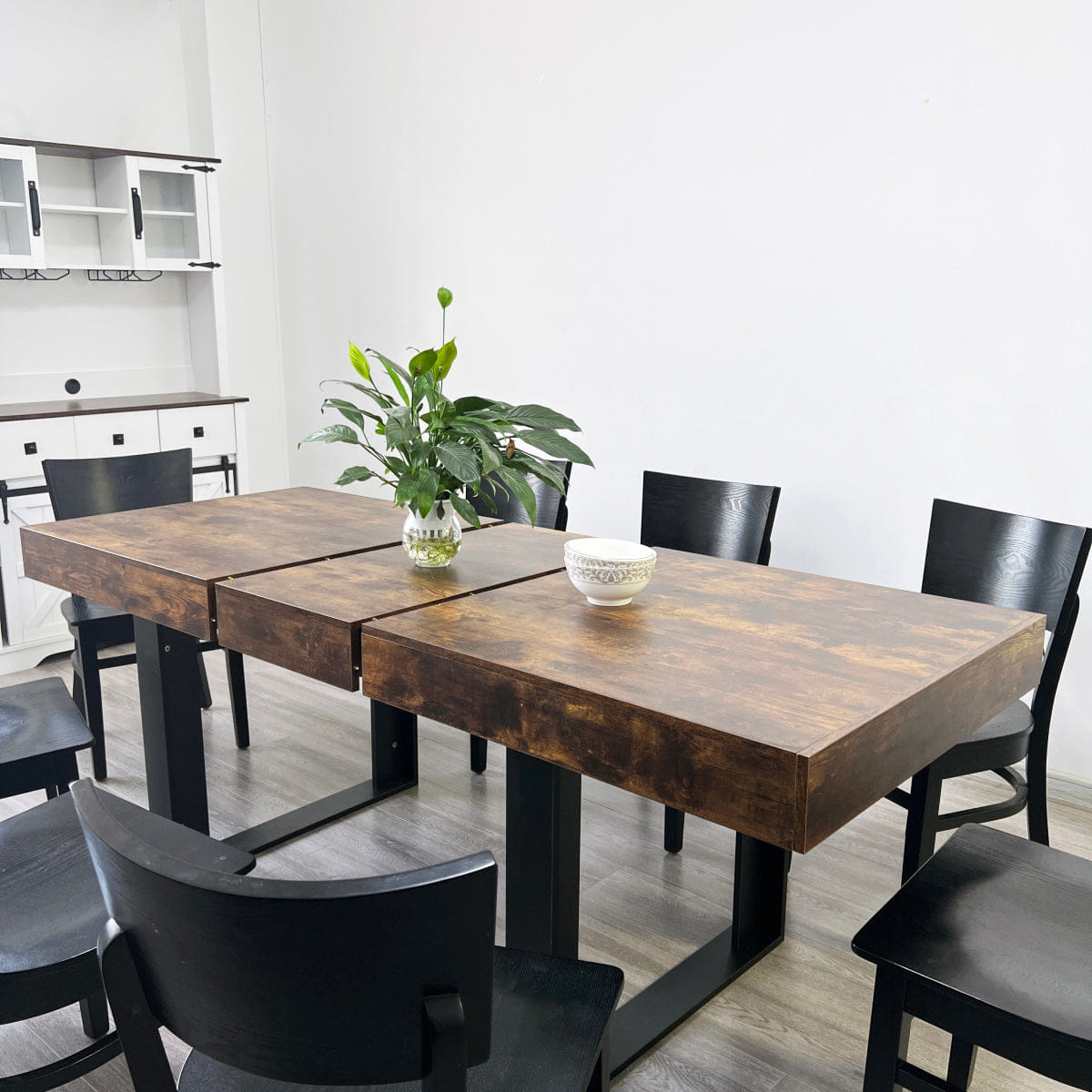 WOOD Streamdale Extendable Wood & Black Dining Table for 6 - 10 (160 - 200 cm)