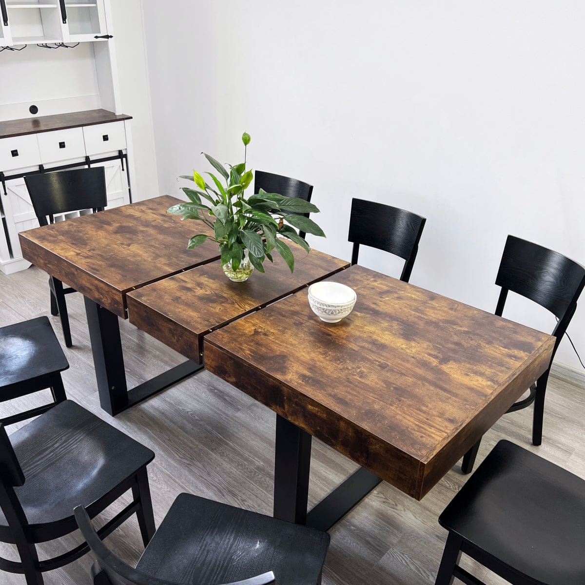 WOOD Streamdale Extendable Wood & Black Dining Table for 6 - 10 (160 - 200 cm)