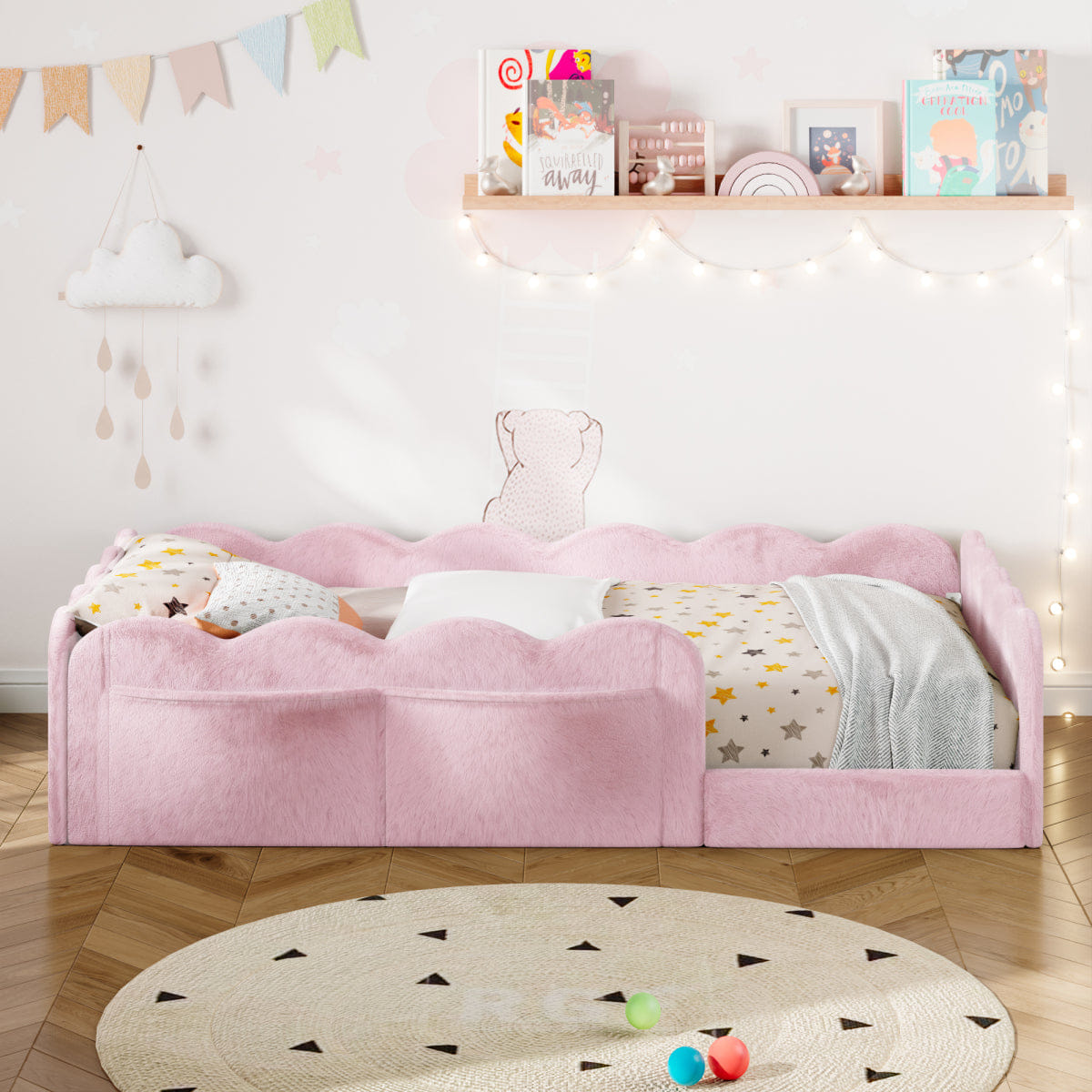 FLOOR Streamdale Twin Size Upholstered Floor Bed, Pink