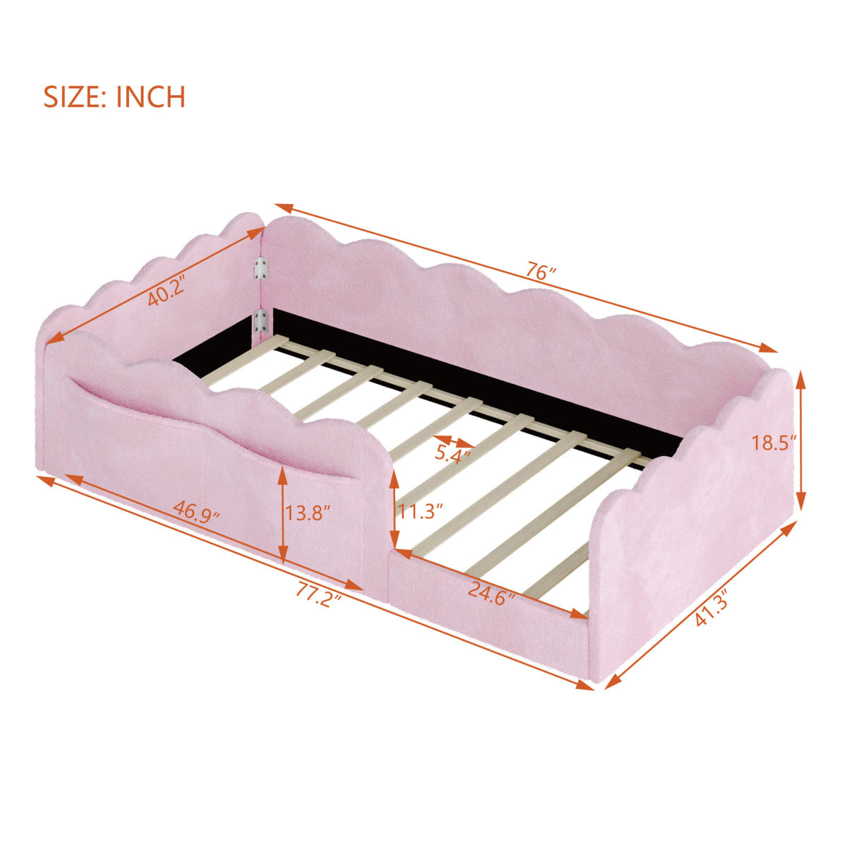 FLOOR Streamdale Twin Size Upholstered Floor Bed, Pink