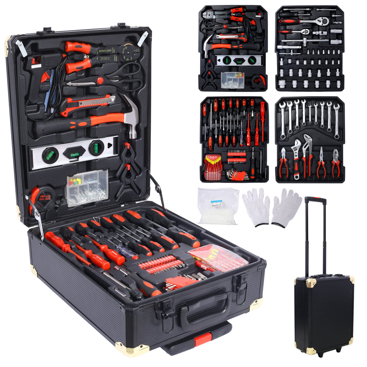 Drawer Streamdale 969 - Piece Home Repair Tool Set with 4 - Drawer Rolling Storage Case - Black