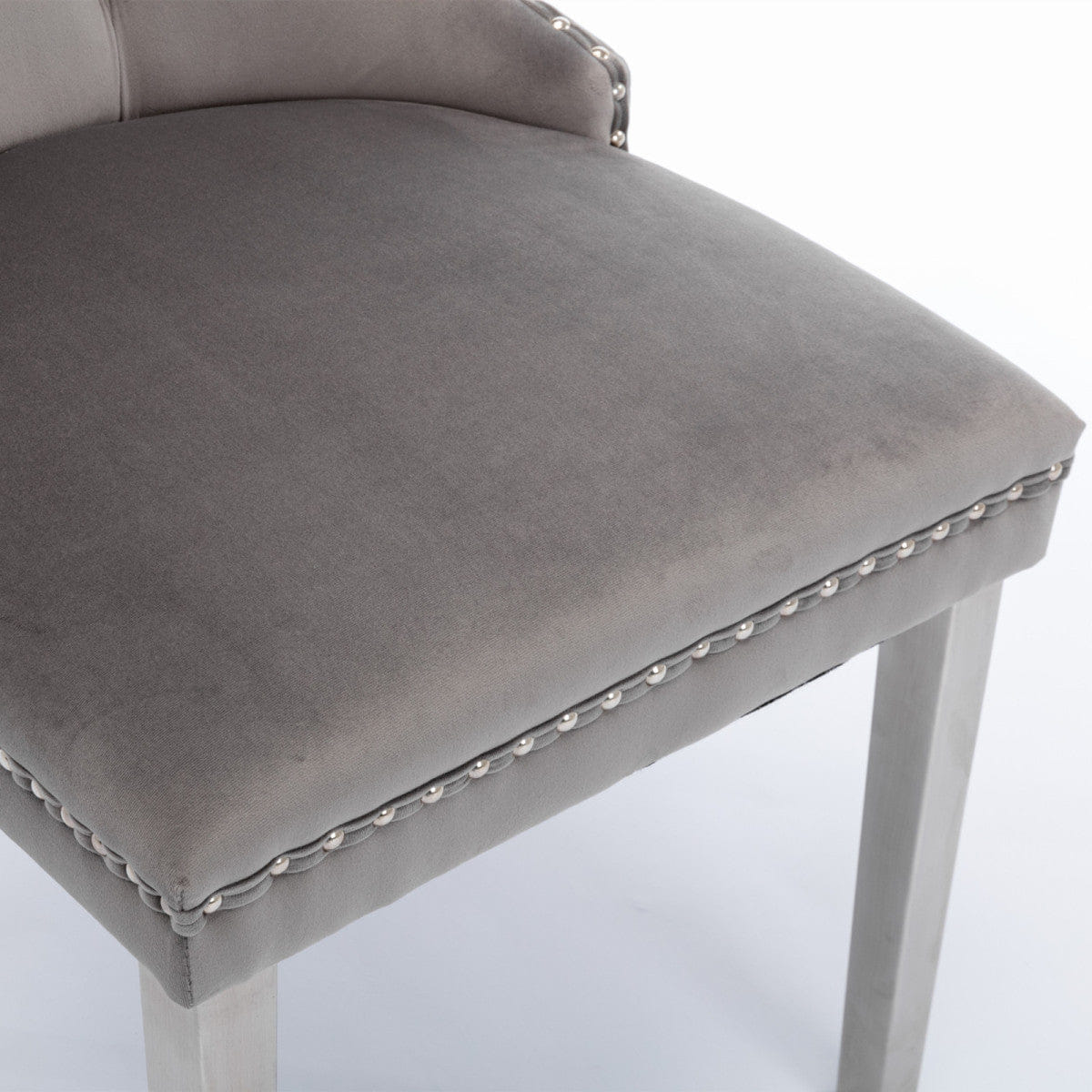Velvet Streamdale Gray Velvet Tufted Contemporary Dining Chair with Chrome Legs