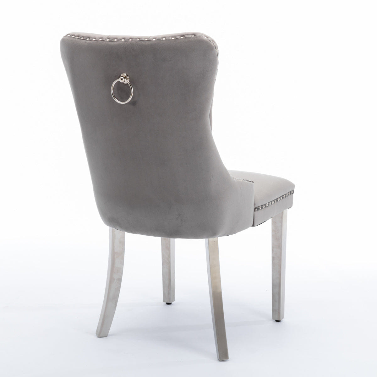 Velvet Streamdale Gray Velvet Tufted Contemporary Dining Chair with Chrome Legs