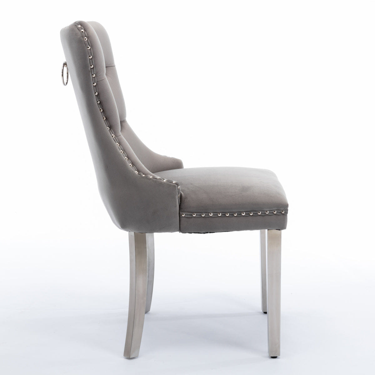 Velvet Streamdale Gray Velvet Tufted Contemporary Dining Chair with Chrome Legs