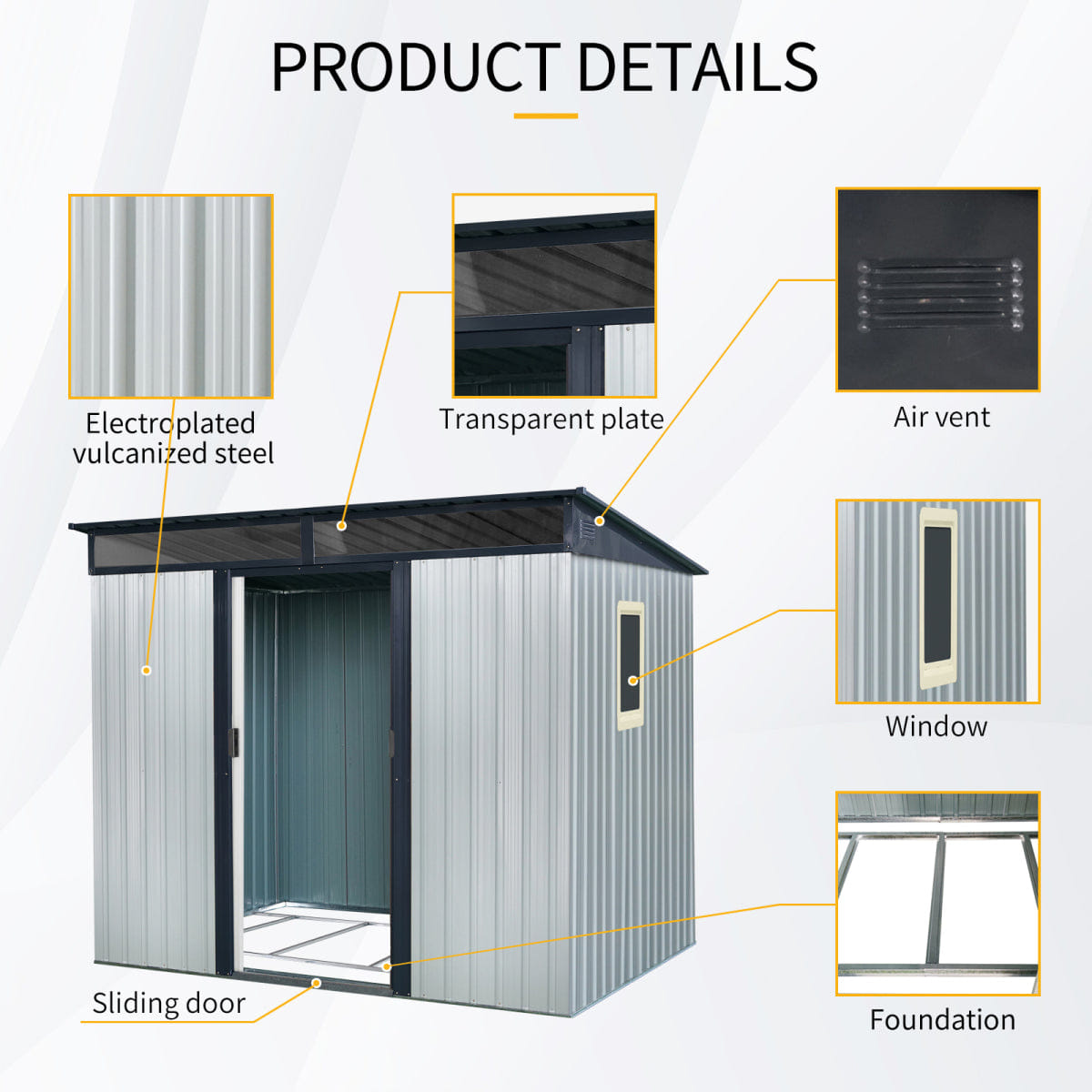 OUTDOOR Streamdale 8 ft x 6 ft Outdoor Metal Storage Shed with Window (White/Black)