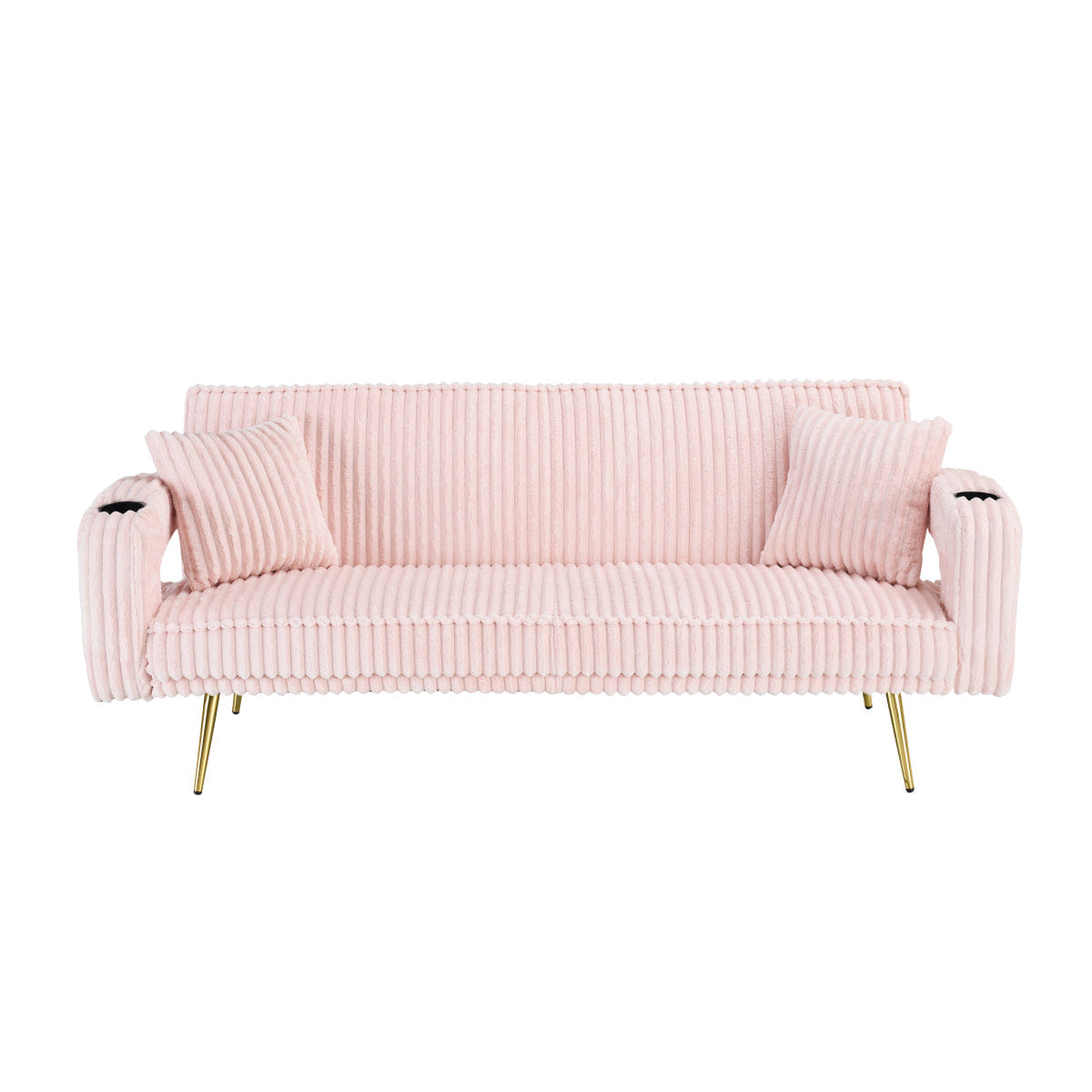 Corduroy Streamdale Pink 74" Corduroy Convertible Sofa Bed with Pillows