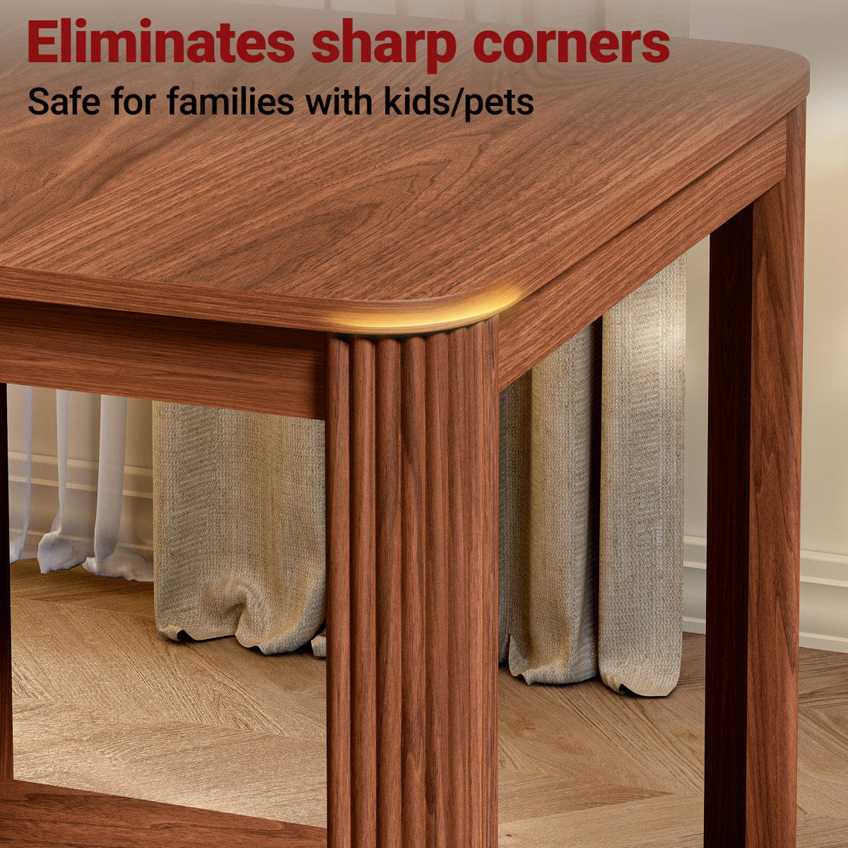 CORNER Streamdale Walnut Boho 2 - Tier Rounded Corner End Table & Nightstand