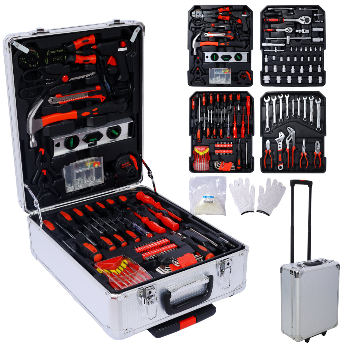 Drawer Streamdale 899pcs Home Repair Tool Set with 4 - Drawer Rolling Storage Case (Silver)