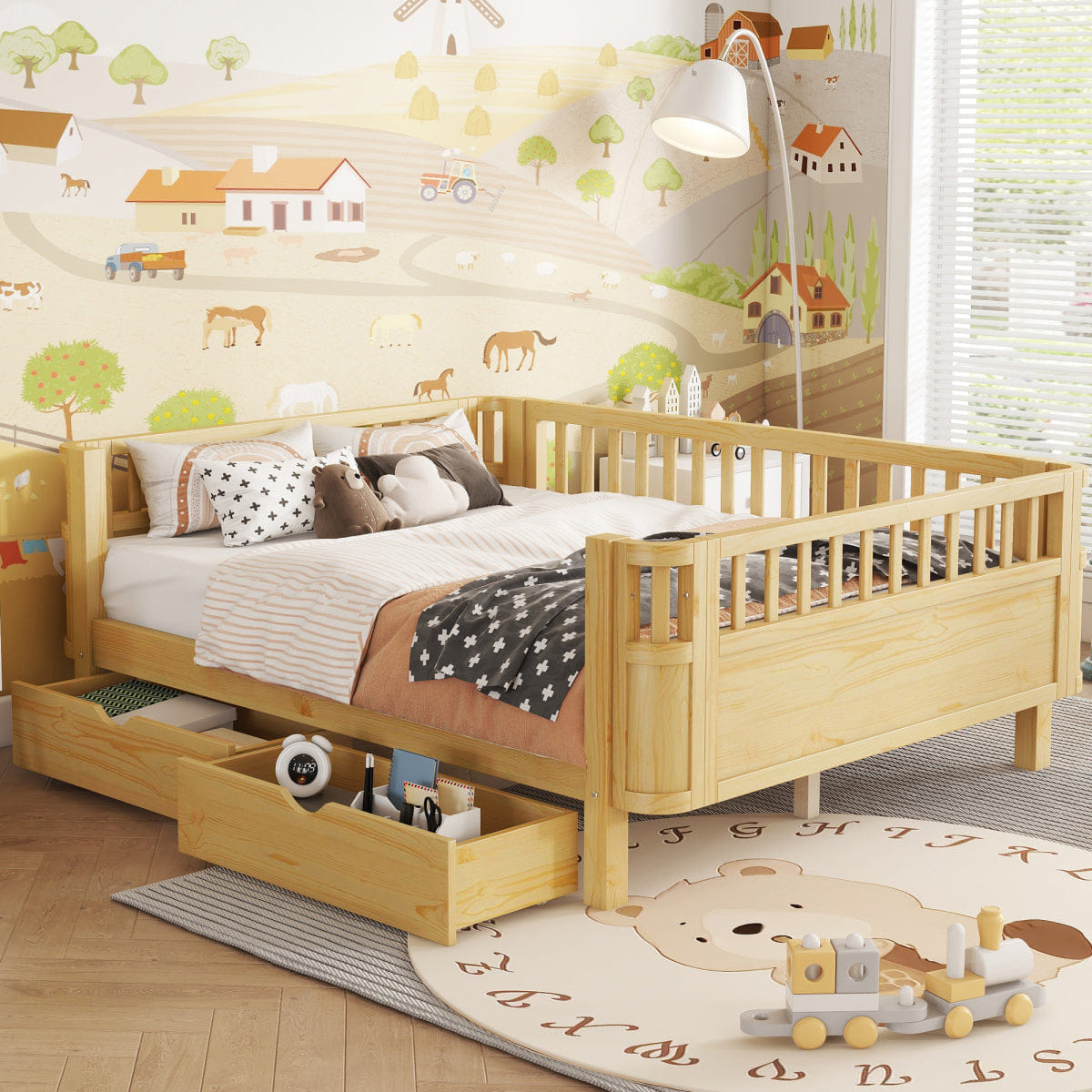 Rails Streamdale Full Size Wood Platform Bed with Rails, Natural