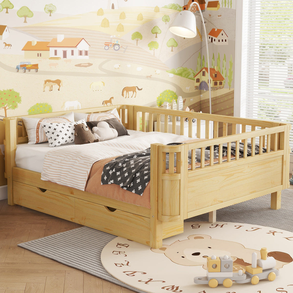 Rails Streamdale Full Size Wood Platform Bed with Rails, Natural