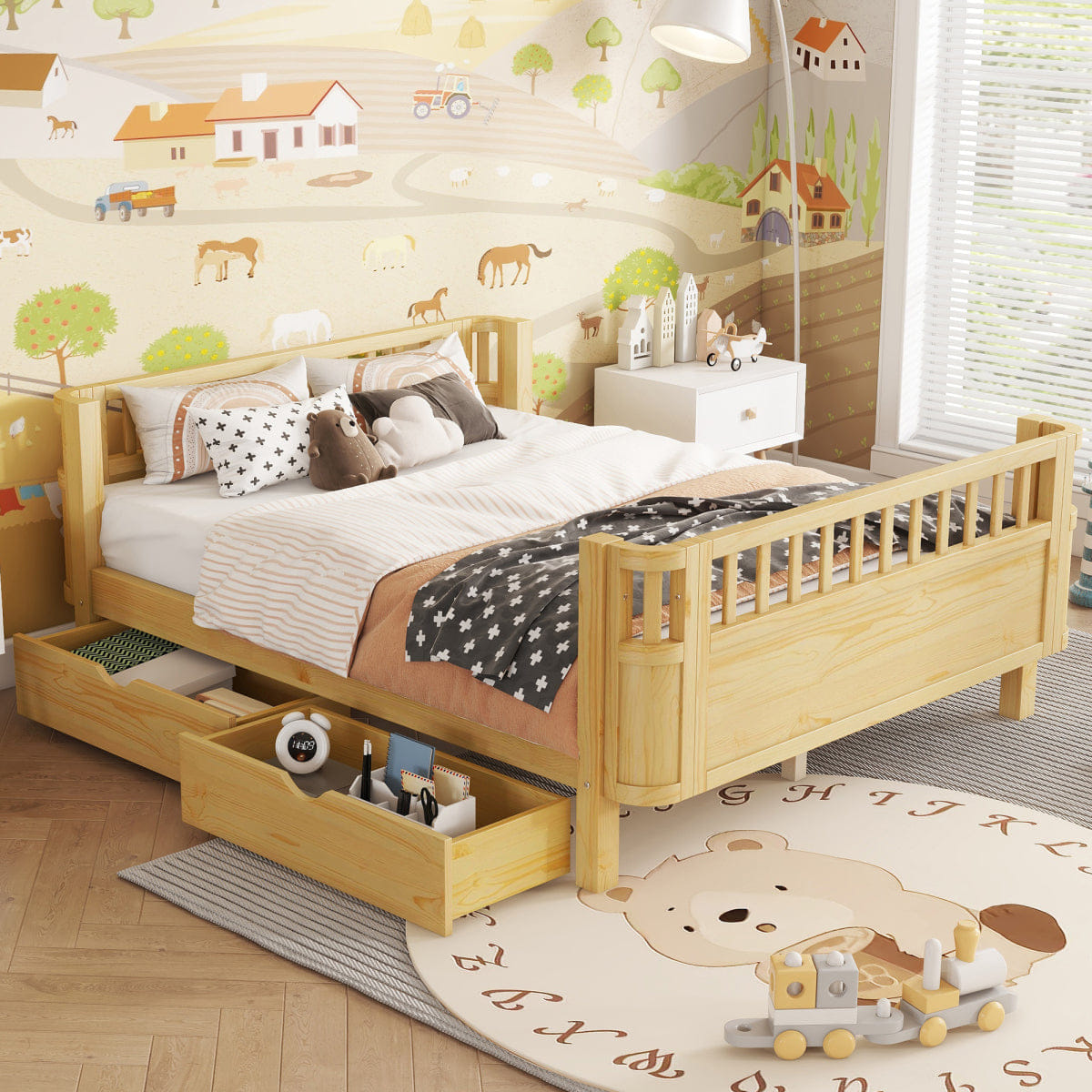 Rails Streamdale Full Size Wood Platform Bed with Rails, Natural