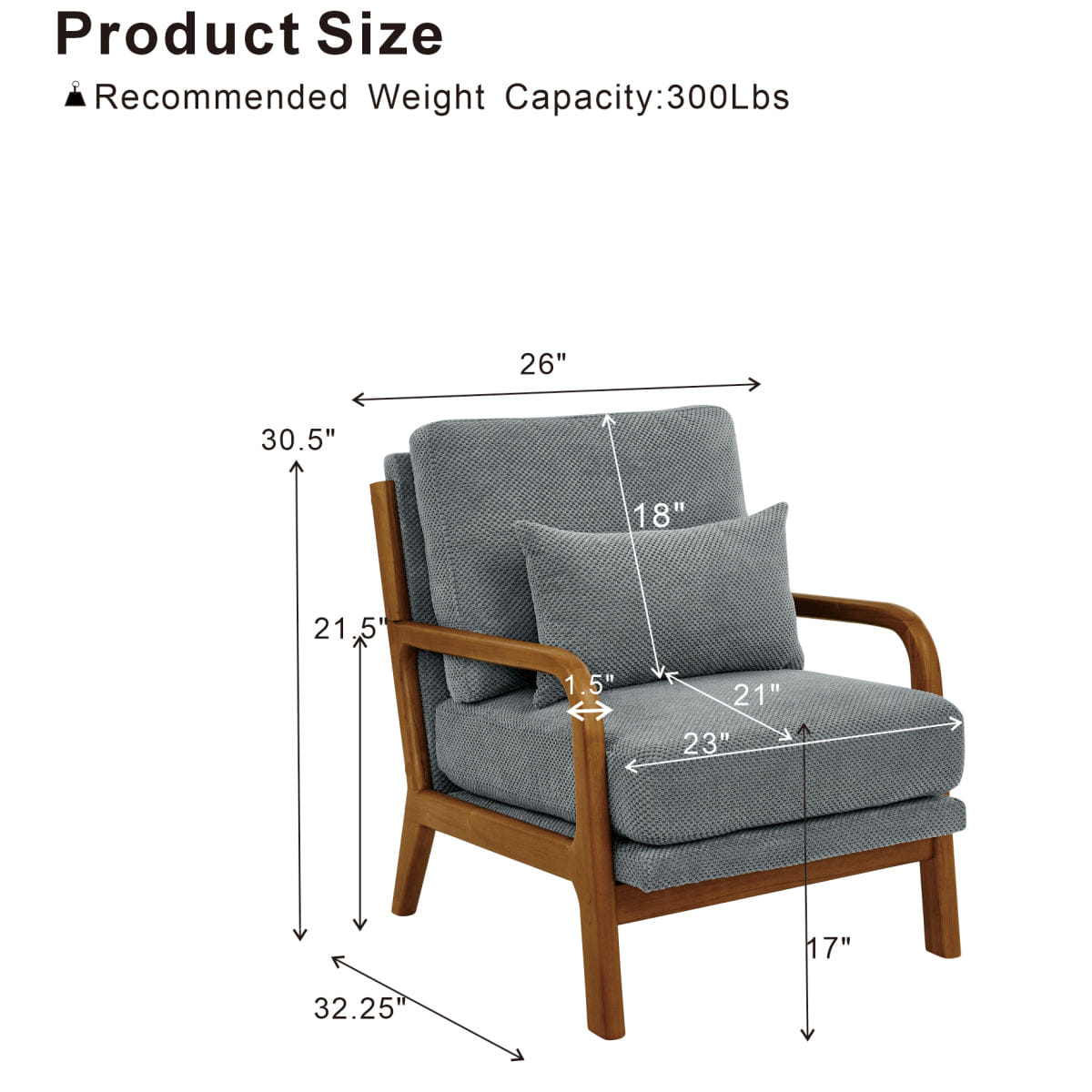 !SOLID Streamdale Modern Solid Wood Accent Chair with Nubby Upholstery