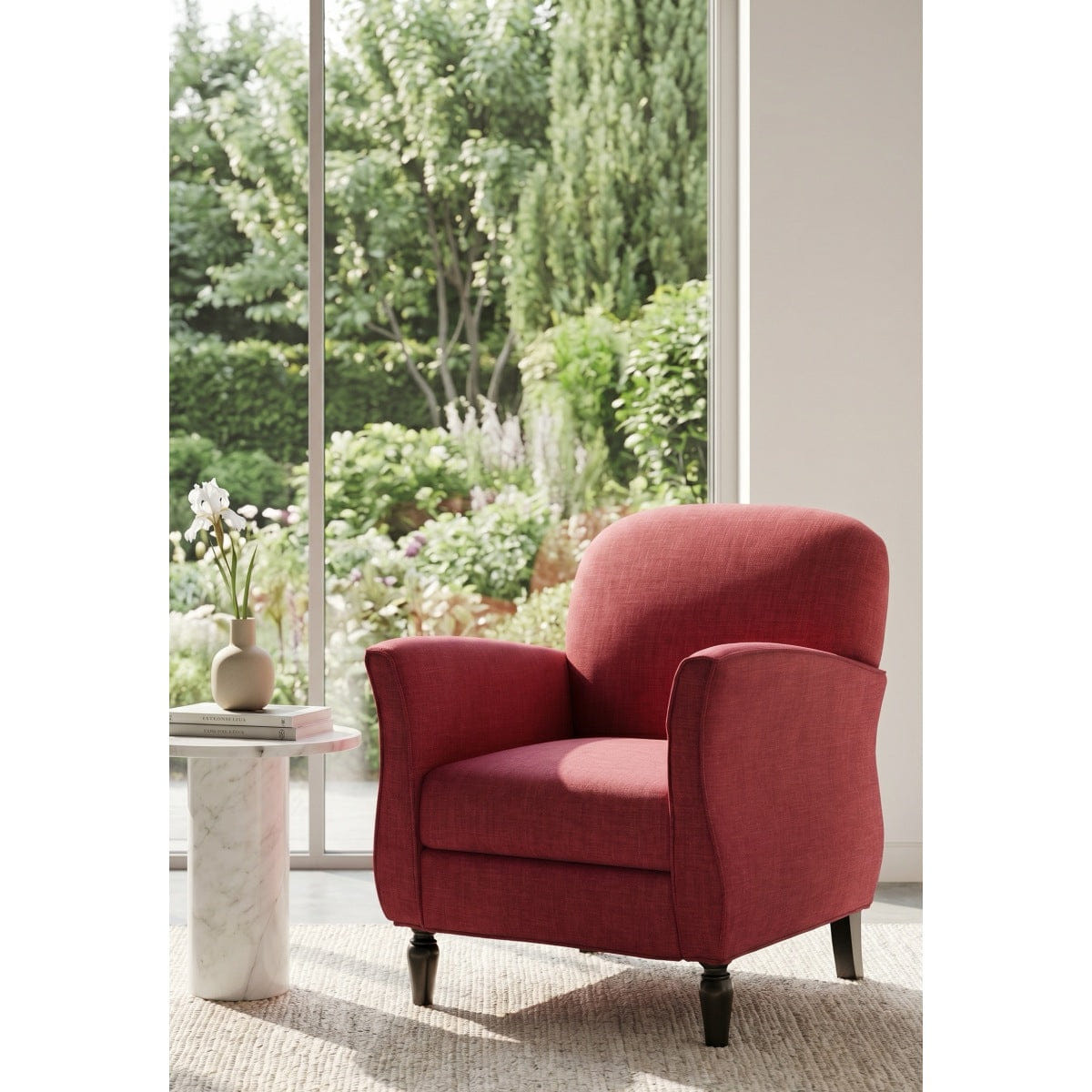 !SOLID Streamdale Traditional Tweed Accent Armchair with Solid Wood Legs