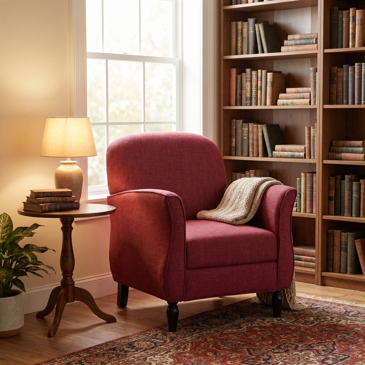 !SOLID Streamdale Traditional Tweed Accent Armchair with Solid Wood Legs