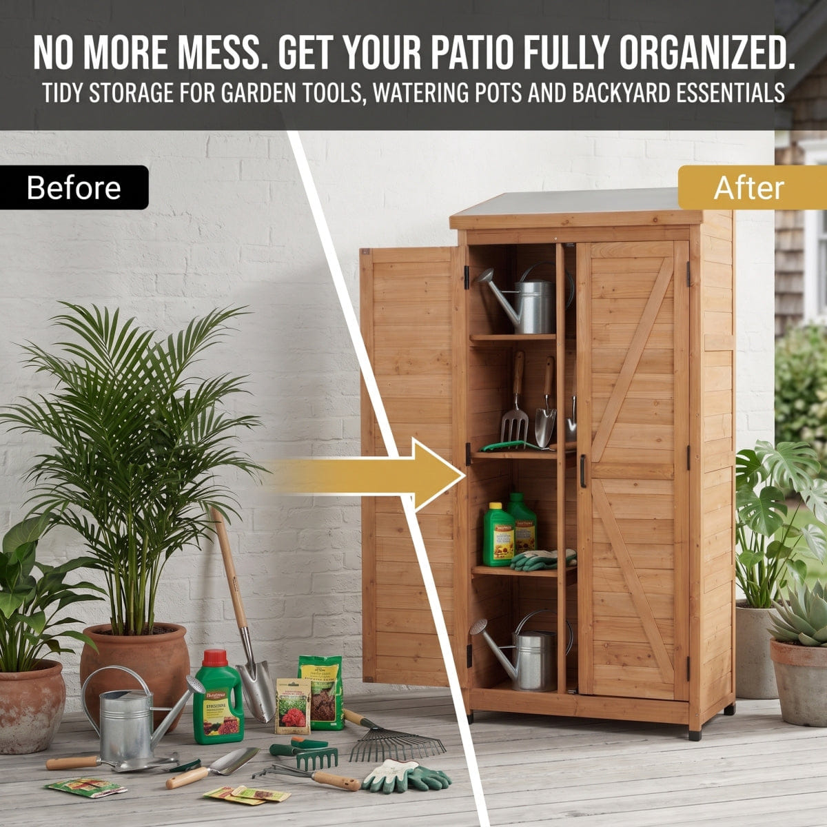 OUTDOOR Streamdale Outdoor Wooden Tall Storage Shed with Metal Top