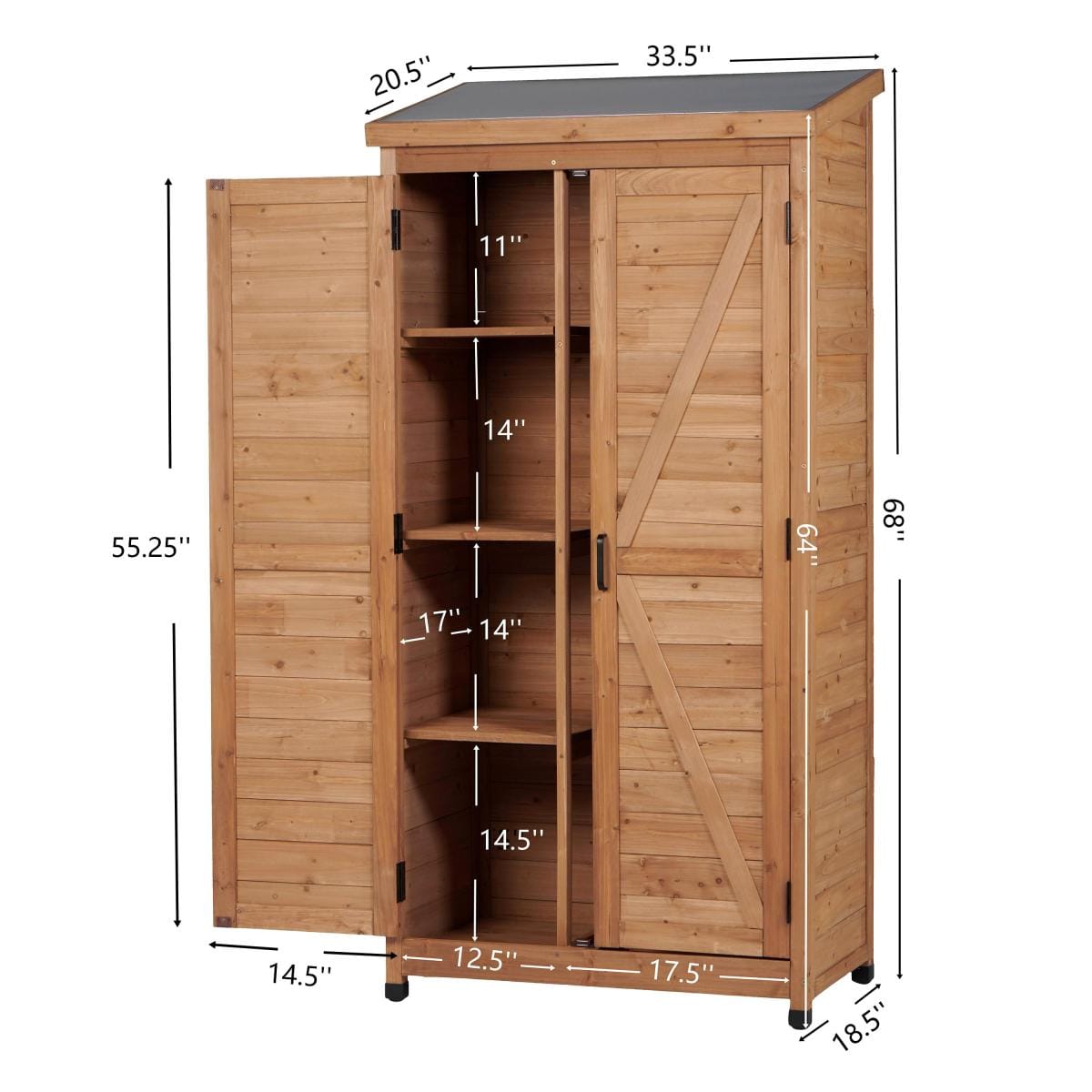 OUTDOOR Streamdale Outdoor Wooden Tall Storage Shed with Metal Top