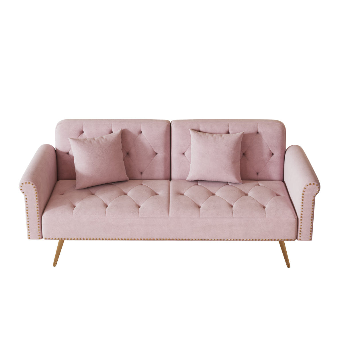 Velvet Streamdale Velvet Convertible Sofa Bed with Gold Metal Legs