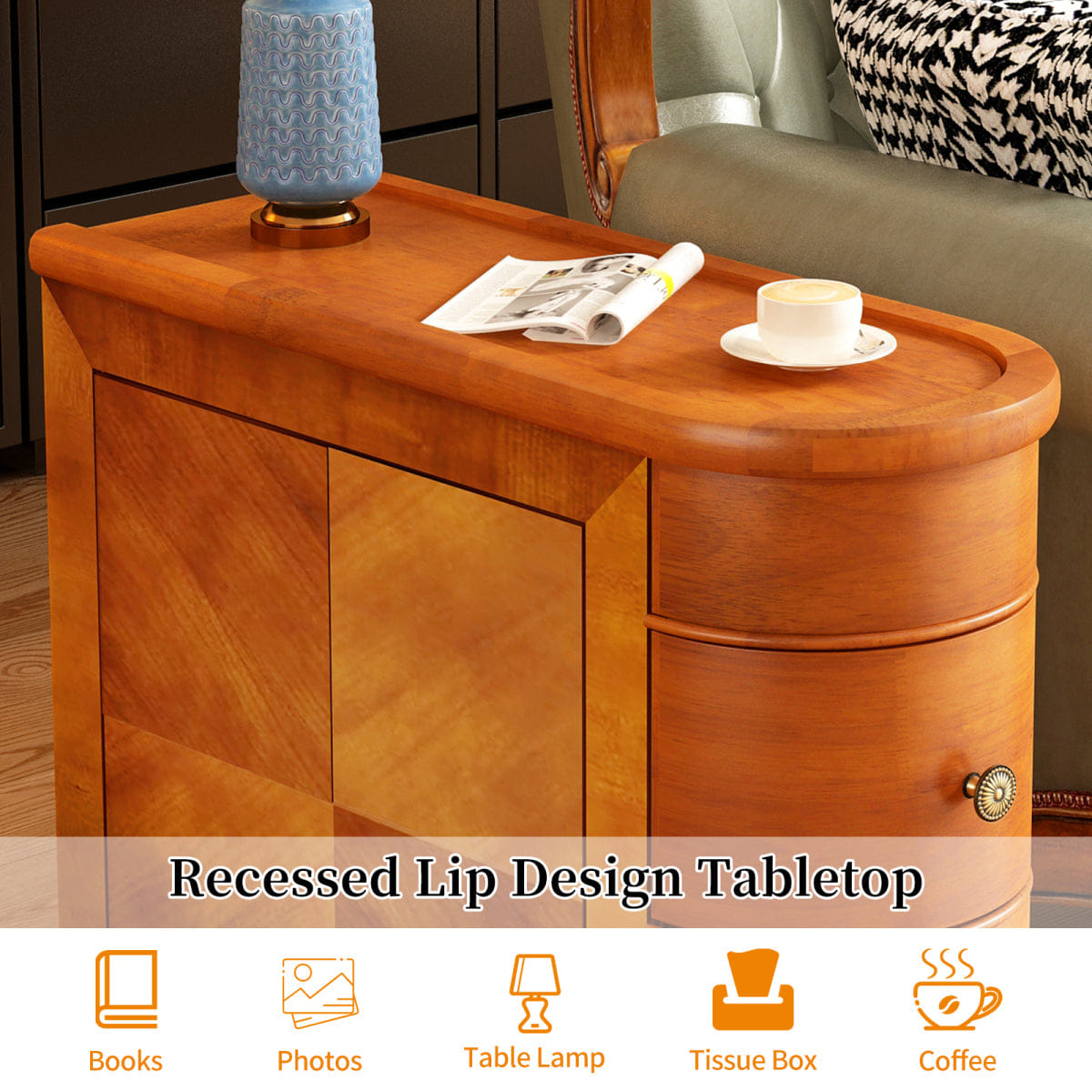WOOD Streamdale Wood End Table with 2 Drawers, Walnut